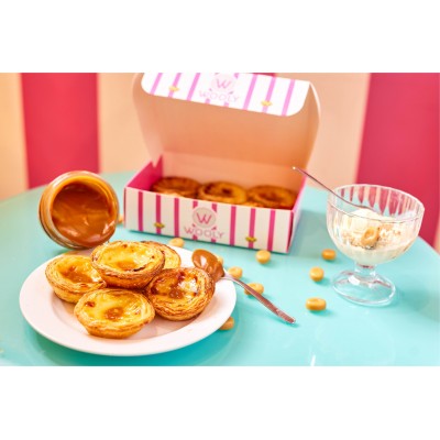 Ambachtelijke Pastel de Nata – Krokant bladerdeeg, gekarameliseerde vanillecrème, Wooly Banketbakkerij Brussel